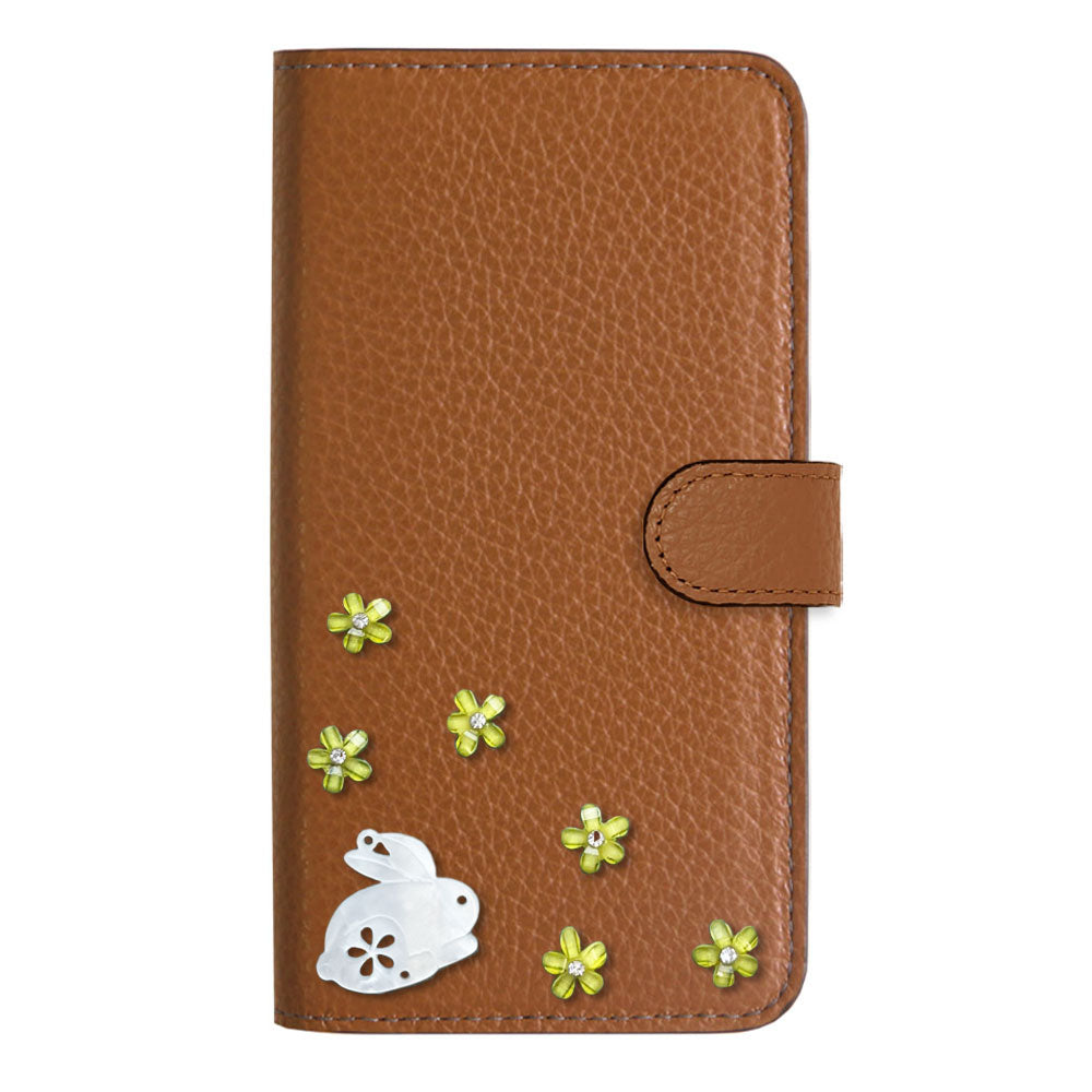 【POPUP限定販売】本革 32色 イタリアンシュリンクレザー 本革 ベルト付き うさぎ 手帳型ケース（ベルトあり）