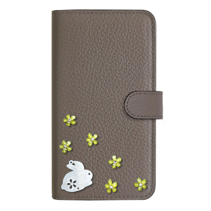 【POPUP限定販売】本革 32色 イタリアンシュリンクレザー 本革 ベルト付き うさぎ 手帳型ケース（ベルトあり）