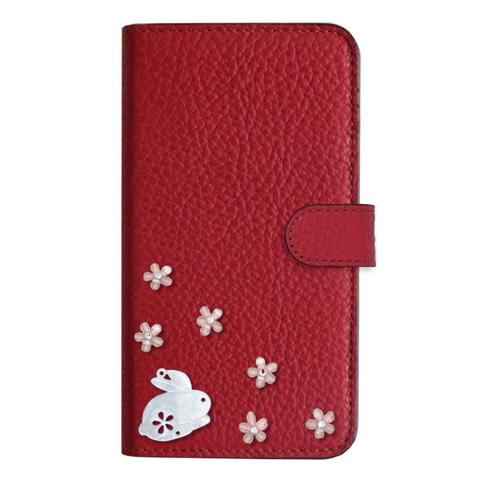 【POPUP限定販売】本革 32色 イタリアンシュリンクレザー 本革 ベルト付き うさぎ 手帳型ケース（ベルトあり）