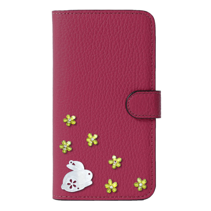 【POPUP限定販売】本革 32色 イタリアンシュリンクレザー 本革 ベルト付き うさぎ 手帳型ケース（ベルトあり）