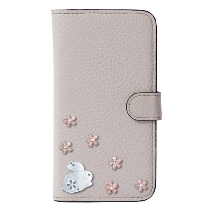 【POPUP限定販売】本革 32色 イタリアンシュリンクレザー 本革 ベルト付き うさぎ 手帳型ケース（ベルトあり）