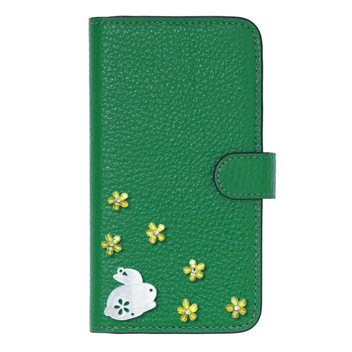 【POPUP限定販売】本革 32色 イタリアンシュリンクレザー 本革 ベルト付き うさぎ 手帳型ケース（ベルトあり）