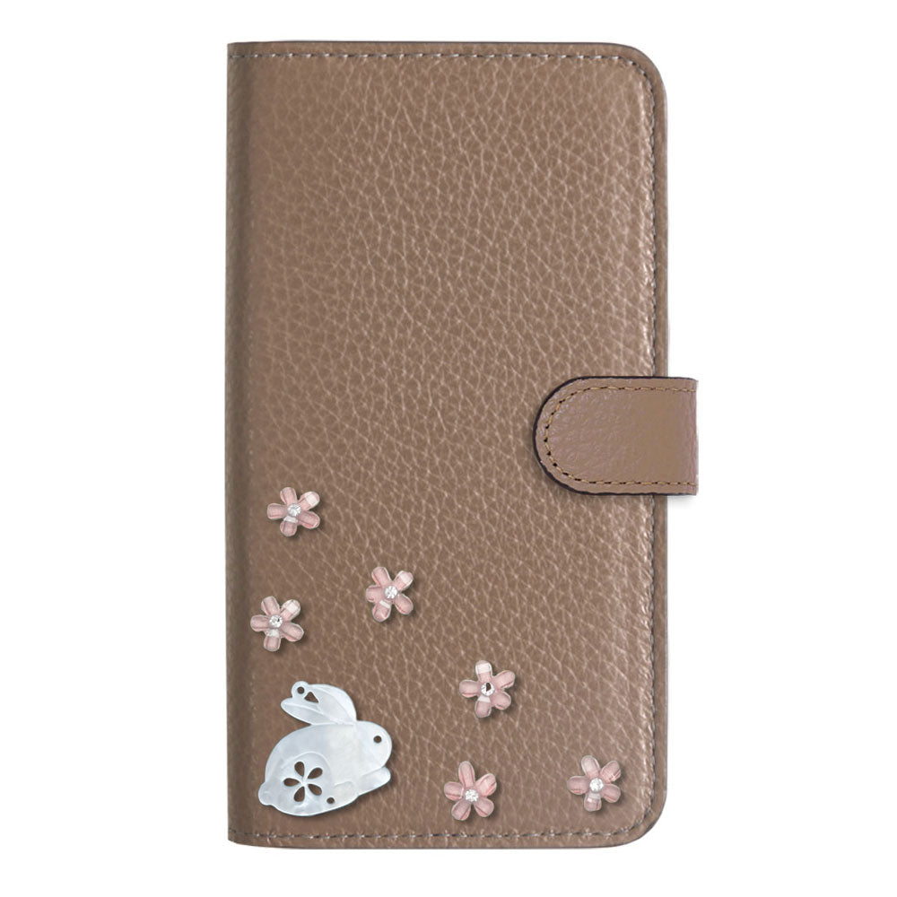 【POPUP限定販売】本革 32色 イタリアンシュリンクレザー 本革 ベルト付き うさぎ 手帳型ケース（ベルトあり）