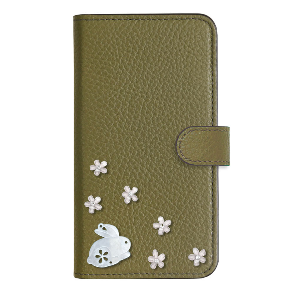 【POPUP限定販売】本革 32色 イタリアンシュリンクレザー 本革 ベルト付き うさぎ 手帳型ケース（ベルトあり）