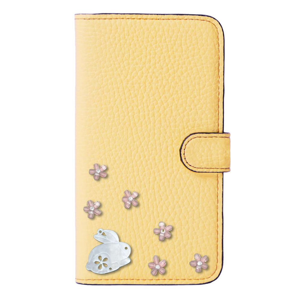 【POPUP限定販売】本革 32色 イタリアンシュリンクレザー 本革 ベルト付き うさぎ 手帳型ケース（ベルトあり）