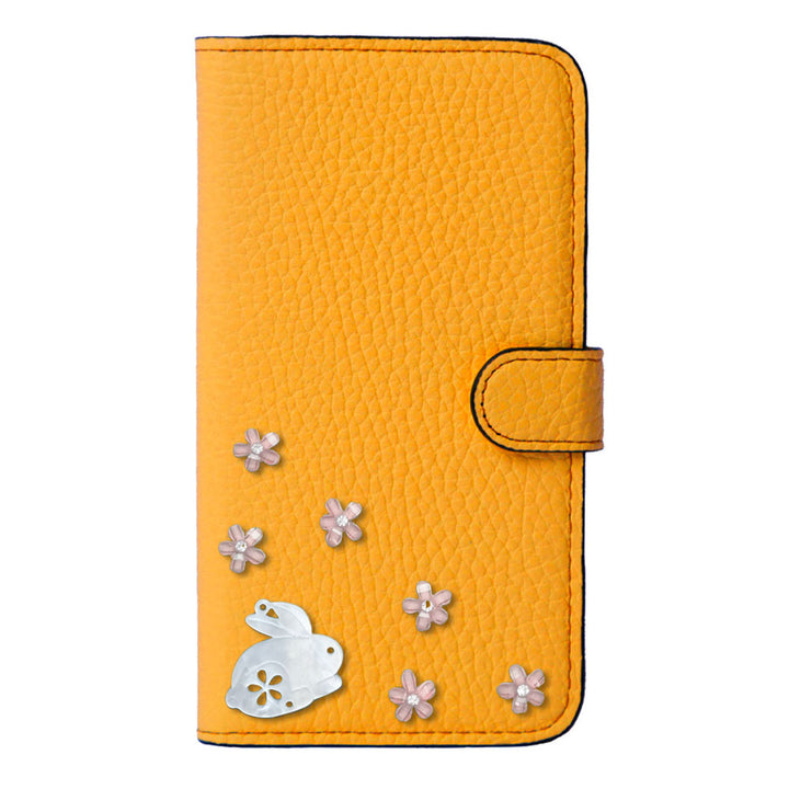 【POPUP限定販売】本革 32色 イタリアンシュリンクレザー 本革 ベルト付き うさぎ 手帳型ケース（ベルトあり）