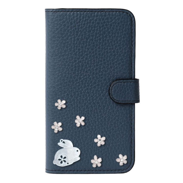 【POPUP限定販売】本革 32色 イタリアンシュリンクレザー 本革 ベルト付き うさぎ 手帳型ケース（ベルトあり）