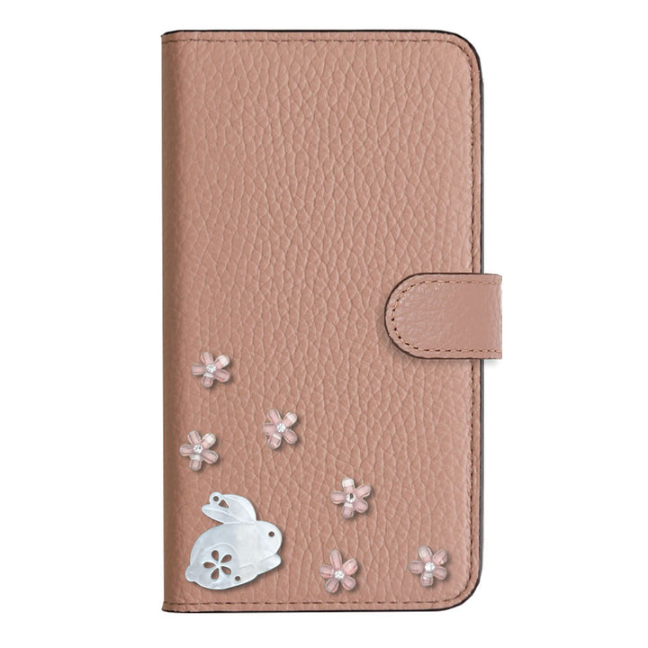 【POPUP限定販売】本革 32色 イタリアンシュリンクレザー 本革 ベルト付き うさぎ 手帳型ケース（ベルトあり）