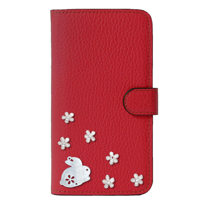 【POPUP限定販売】本革 32色 イタリアンシュリンクレザー 本革 ベルト付き うさぎ 手帳型ケース（ベルトあり）