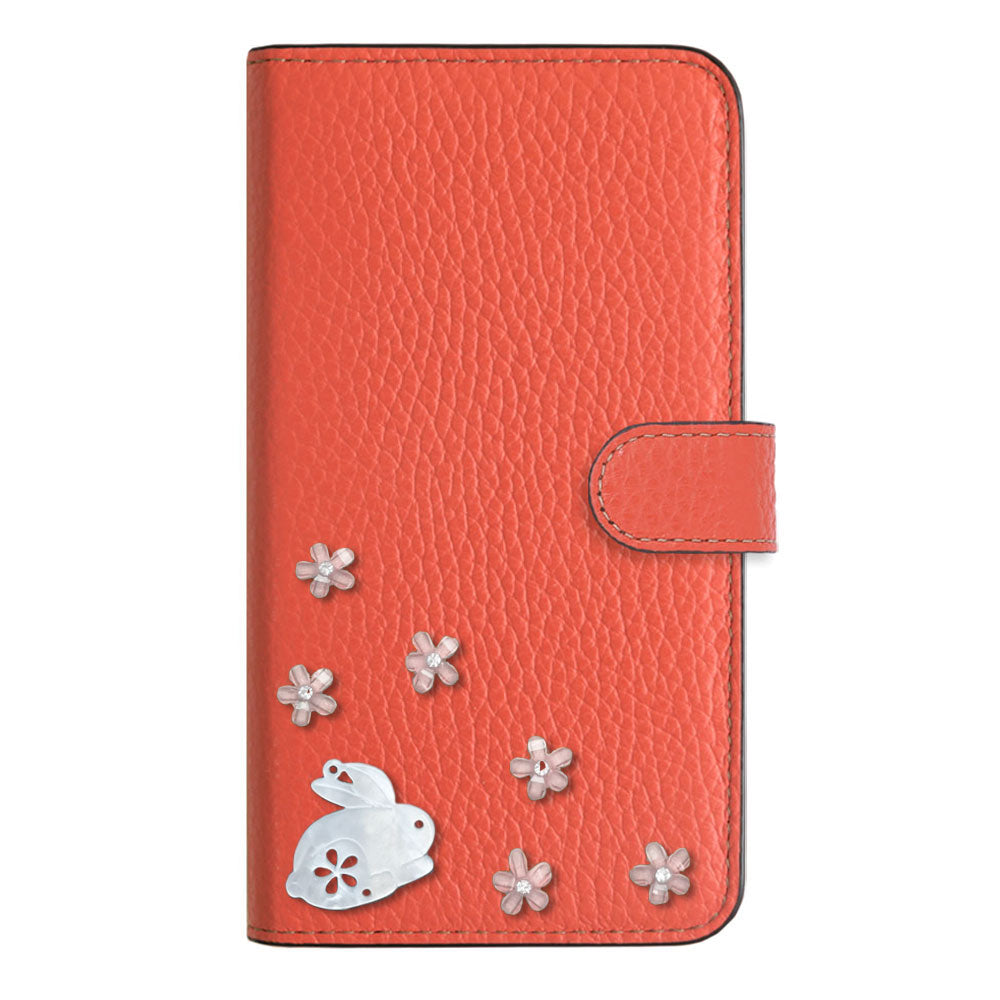 【POPUP限定販売】本革 32色 イタリアンシュリンクレザー 本革 ベルト付き うさぎ 手帳型ケース（ベルトあり）