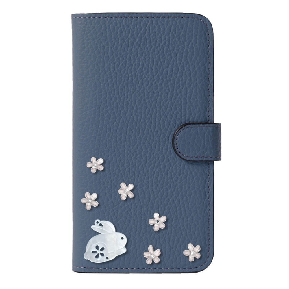 【POPUP限定販売】本革 32色 イタリアンシュリンクレザー 本革 ベルト付き うさぎ 手帳型ケース（ベルトあり）