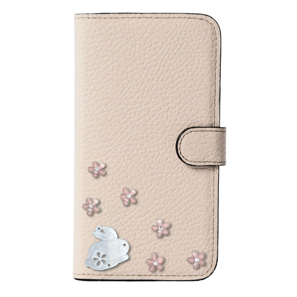 【POPUP限定販売】本革 32色 イタリアンシュリンクレザー 本革 ベルト付き うさぎ 手帳型ケース（ベルトあり）