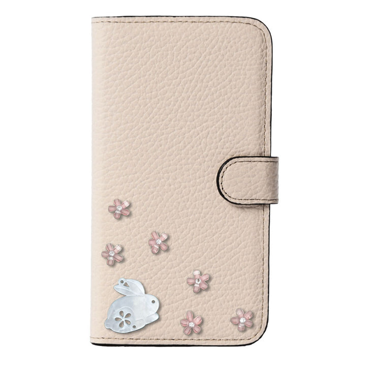 【POPUP限定販売】本革 32色 イタリアンシュリンクレザー 本革 ベルト付き うさぎ 手帳型ケース（ベルトあり）