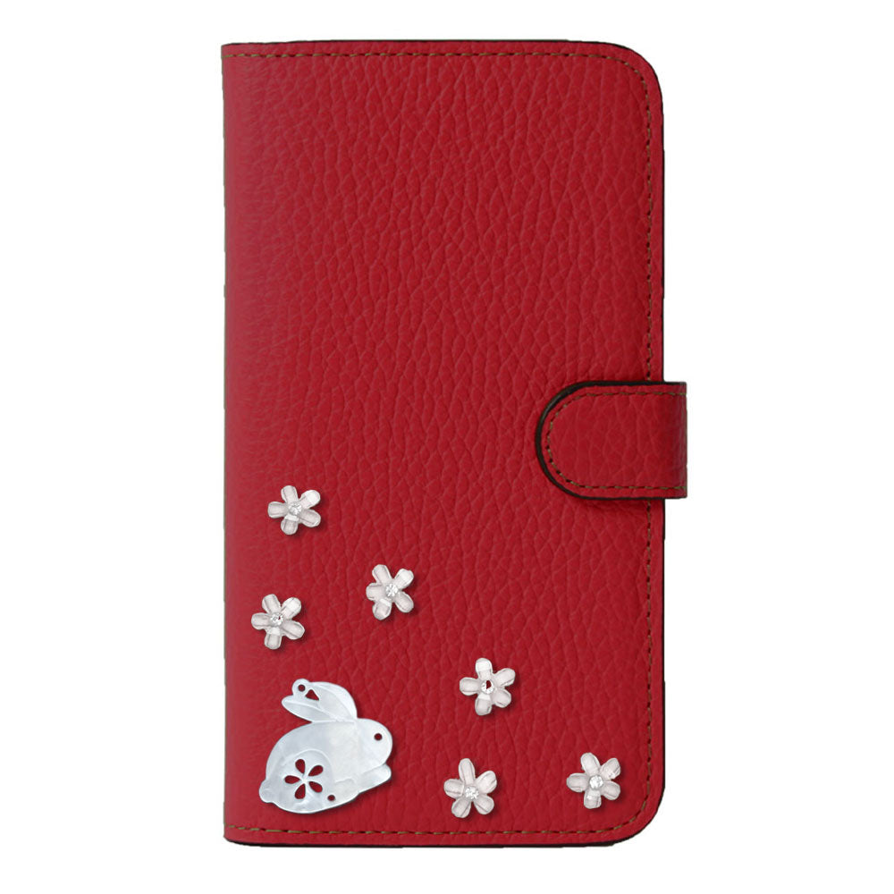 【POPUP限定販売】本革 32色 イタリアンシュリンクレザー 本革 ベルト付き うさぎ 手帳型ケース（ベルトあり）