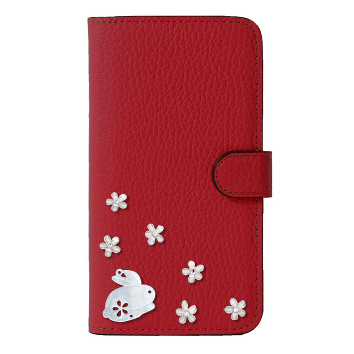 【POPUP限定販売】本革 32色 イタリアンシュリンクレザー 本革 ベルト付き うさぎ 手帳型ケース（ベルトあり）