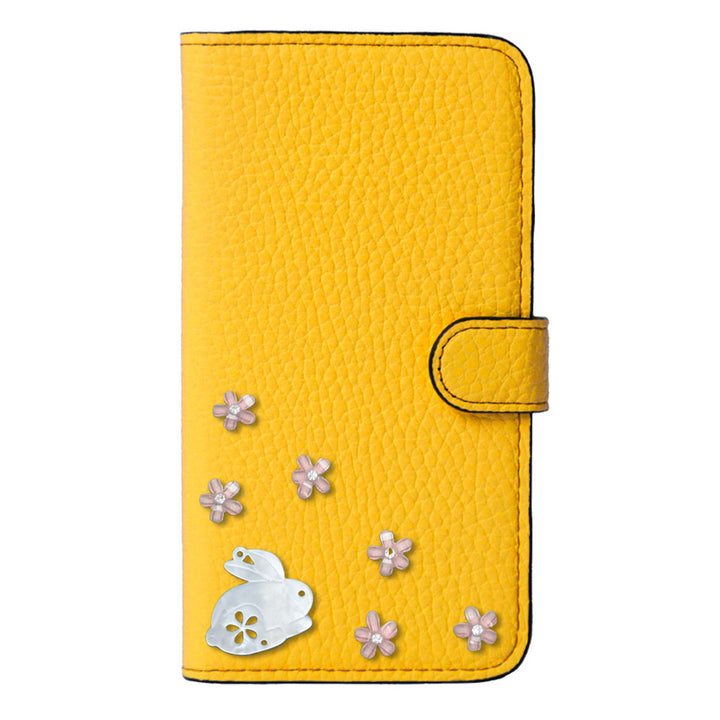 【POPUP限定販売】本革 32色 イタリアンシュリンクレザー 本革 ベルト付き うさぎ 手帳型ケース（ベルトあり）