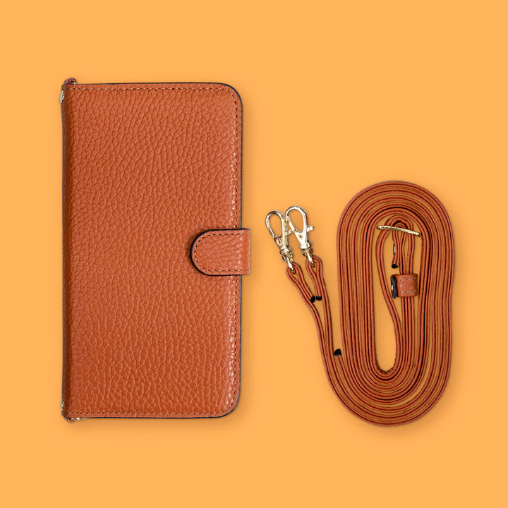 Genuine leather 32 colors Italian shrink leather shoulder strap included notebook-style case (with belt)