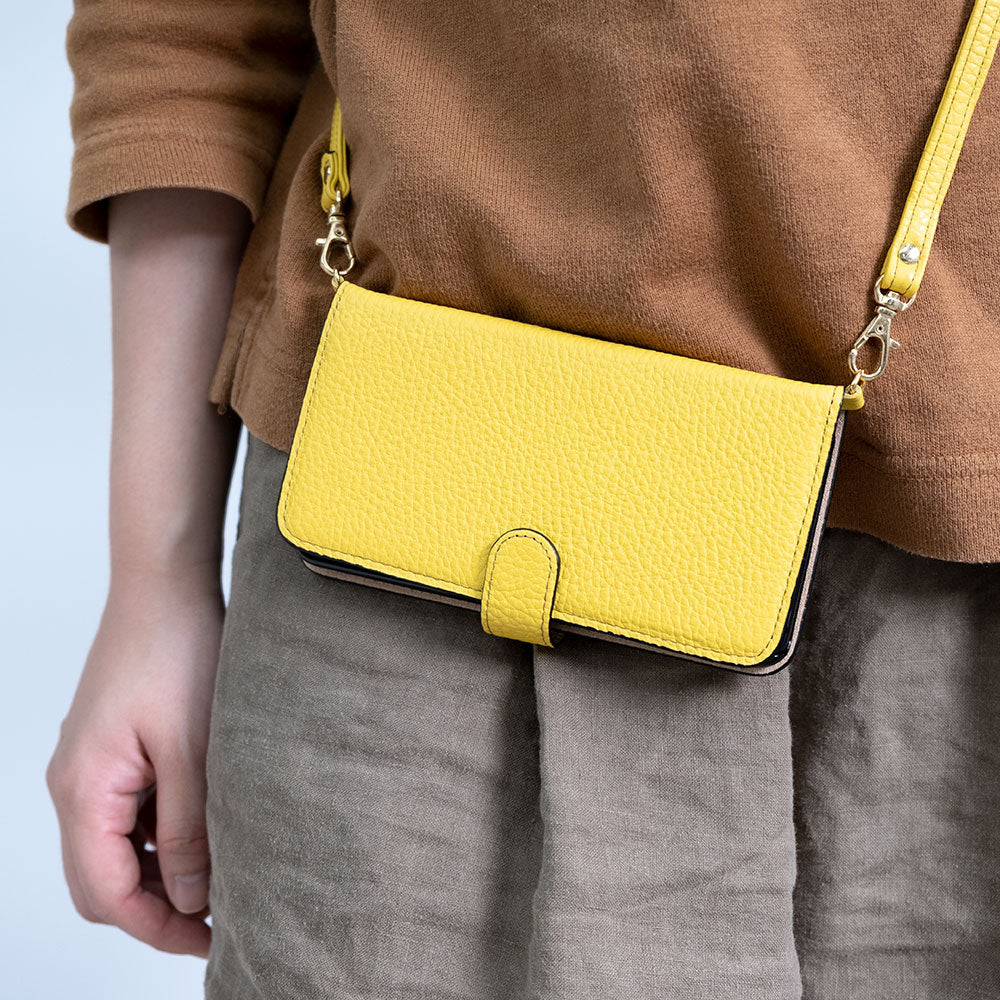 Genuine leather 32 colors Italian shrink leather shoulder strap included notebook-style case (with belt)