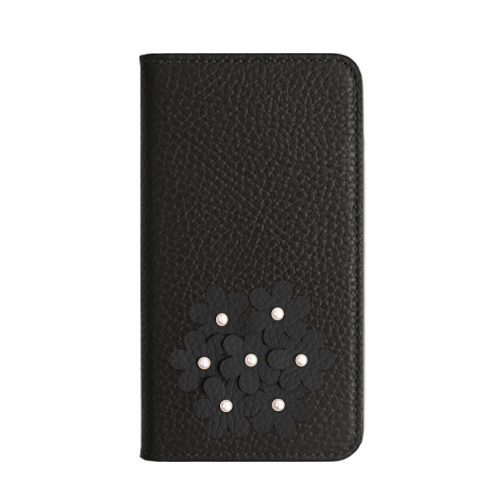 本革 32色 イタリアンシュリンクレザー あじさいモチーフ 手帳型ケース Galaxyシリーズ