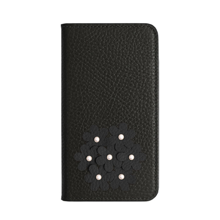 本革 32色 イタリアンシュリンクレザー あじさいモチーフ 手帳型ケース Galaxyシリーズ