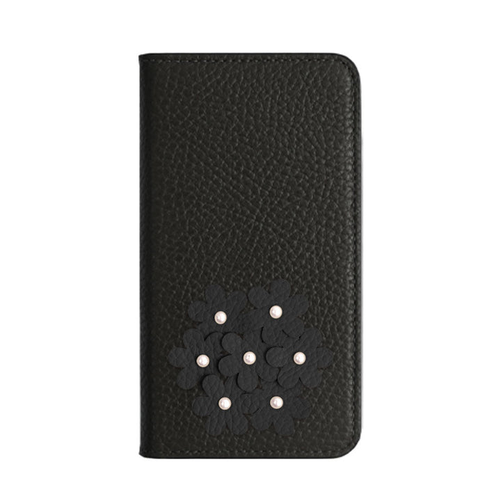 本革 32色 イタリアンシュリンクレザー あじさいモチーフ 手帳型ケース AQUOSシリーズ