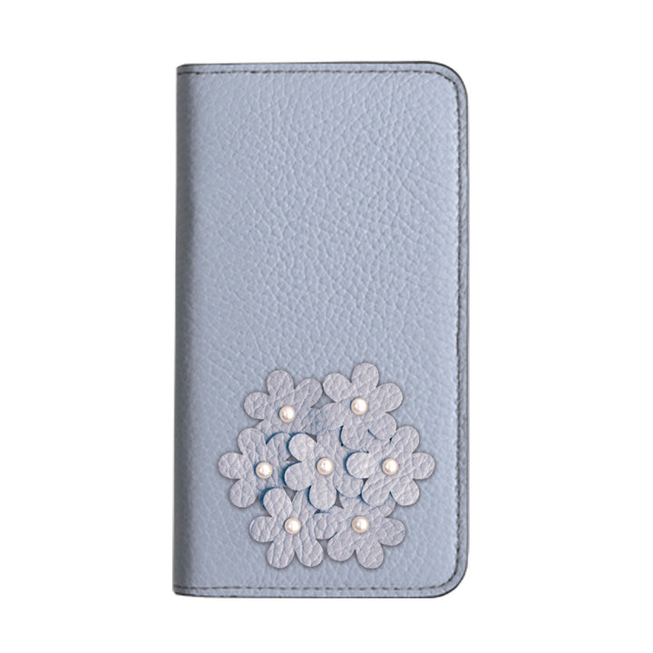 本革 32色 イタリアンシュリンクレザー あじさいモチーフ 手帳型ケース Google Pixelシリーズ