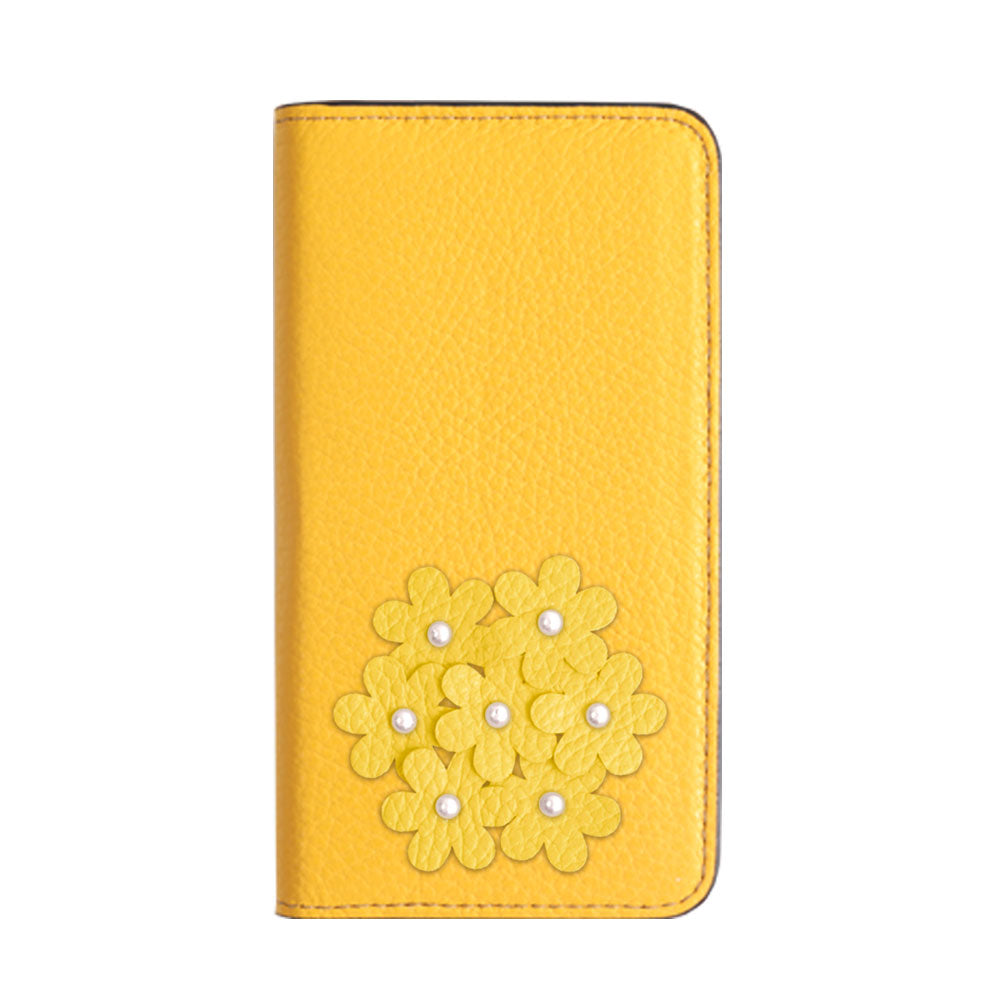 本革 32色 イタリアンシュリンクレザー あじさいモチーフ 手帳型ケース AQUOSシリーズ