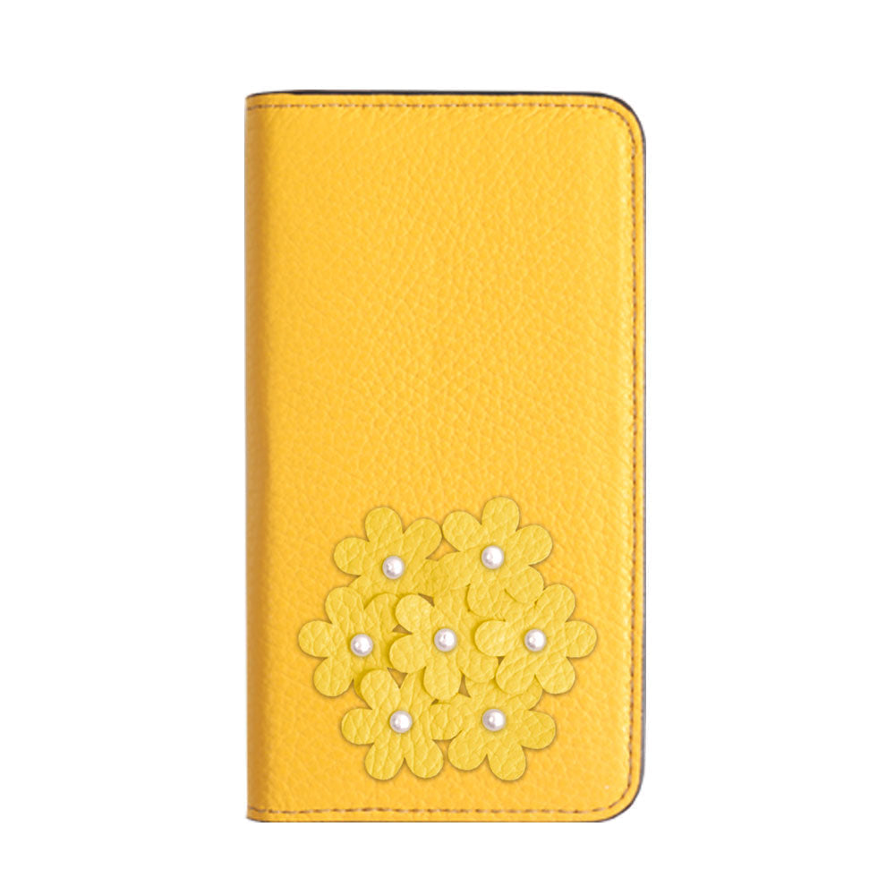 本革 32色 イタリアンシュリンクレザー あじさいモチーフ 手帳型ケース iPhoneシリーズ