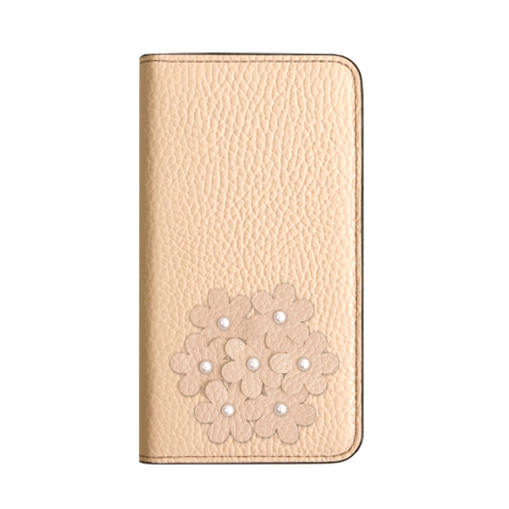 本革 32色 イタリアンシュリンクレザー あじさいモチーフ 手帳型ケース iPhoneシリーズ