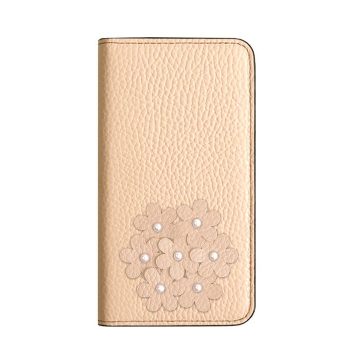本革 32色 イタリアンシュリンクレザー あじさいモチーフ 手帳型ケース Xperiaシリーズ