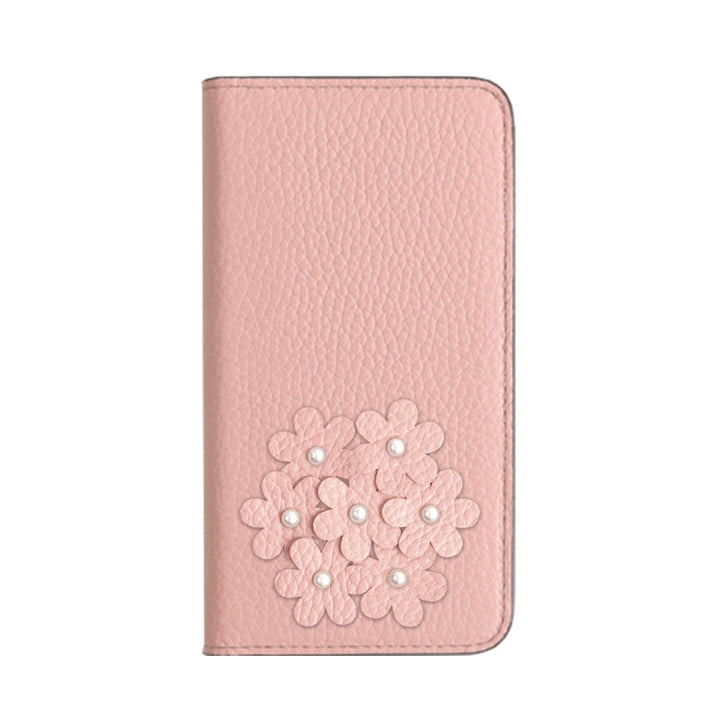 本革 32色 イタリアンシュリンクレザー あじさいモチーフ 手帳型ケース Xperiaシリーズ