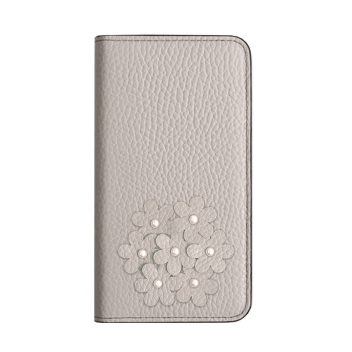 本革 32色 イタリアンシュリンクレザー あじさいモチーフ 手帳型ケース Xperiaシリーズ