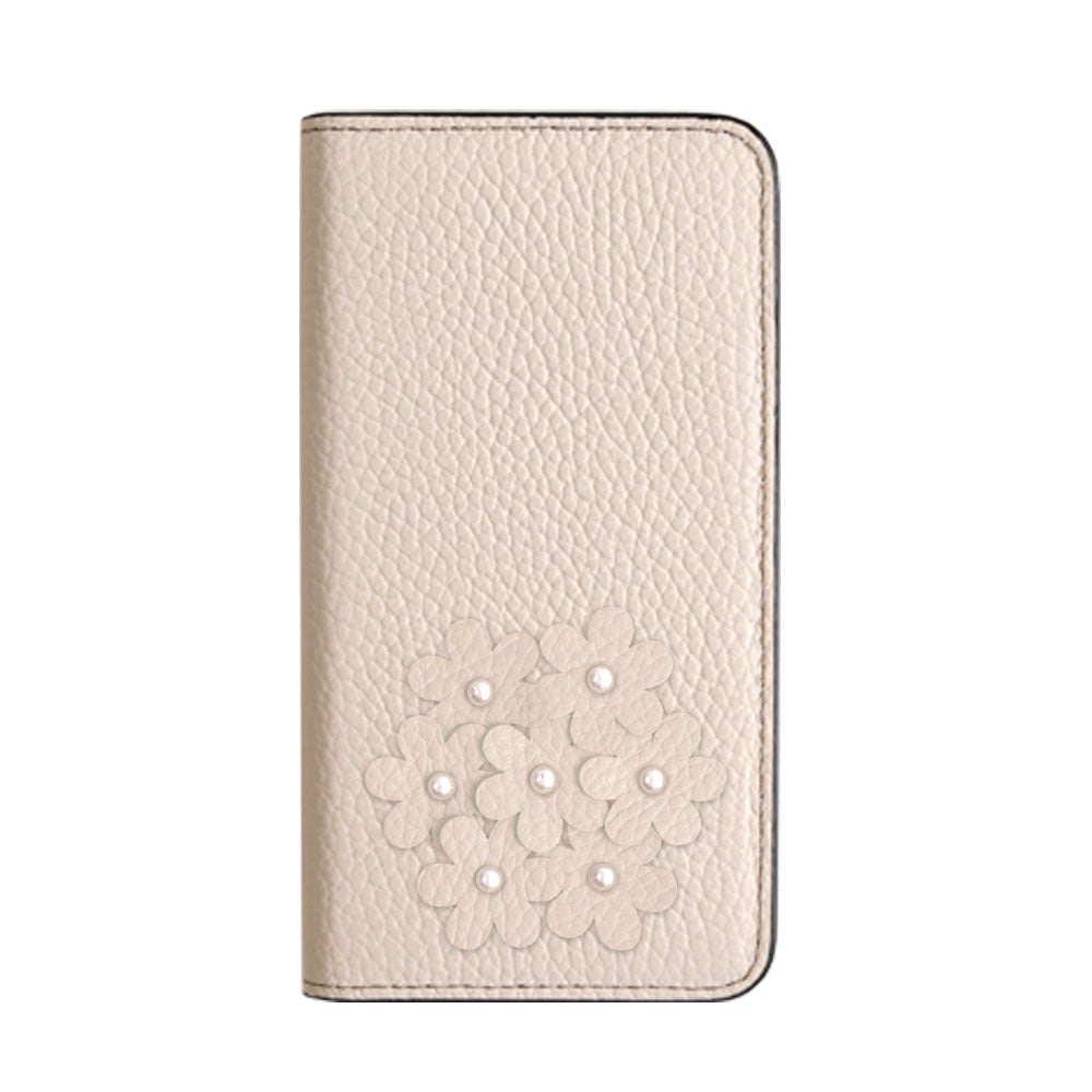 本革 32色 イタリアンシュリンクレザー あじさいモチーフ 手帳型ケース Xperiaシリーズ