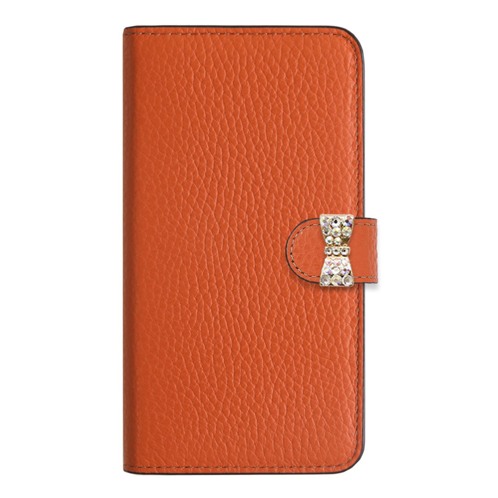 【POPUP Limited Sale】Genuine Leather 32 Colors Italian Shrink Leather Genuine Leather Belted Stone Ribbon Wallet Case (With Belt)