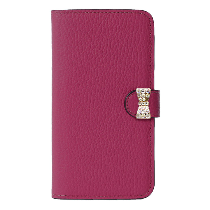 【POPUP Limited Sale】Genuine Leather 32 Colors Italian Shrink Leather Genuine Leather Belted Stone Ribbon Wallet Case (With Belt)