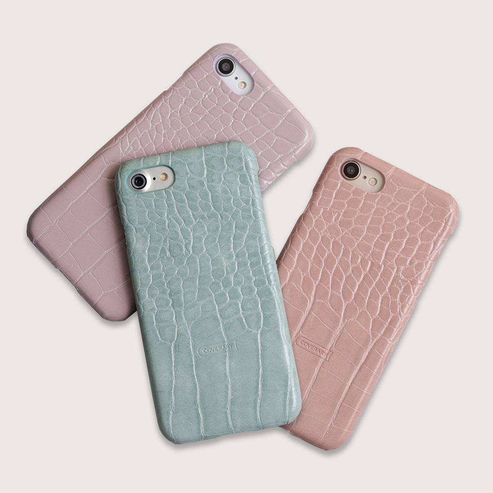 Coque arrière pastel effet crocodile