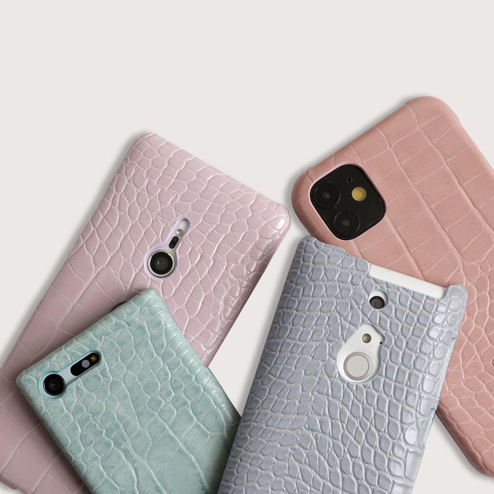 クロコ調 パステル 背面ケース Android Oneシリーズ