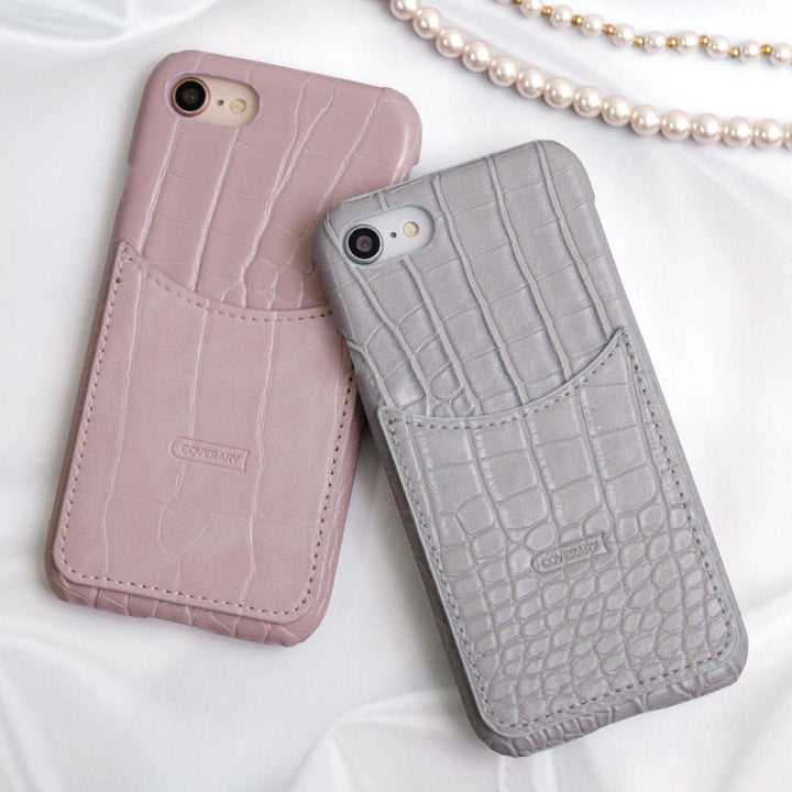 クロコ調 パステル スマイリーポケット 背面ケース Xiaomiシリーズ