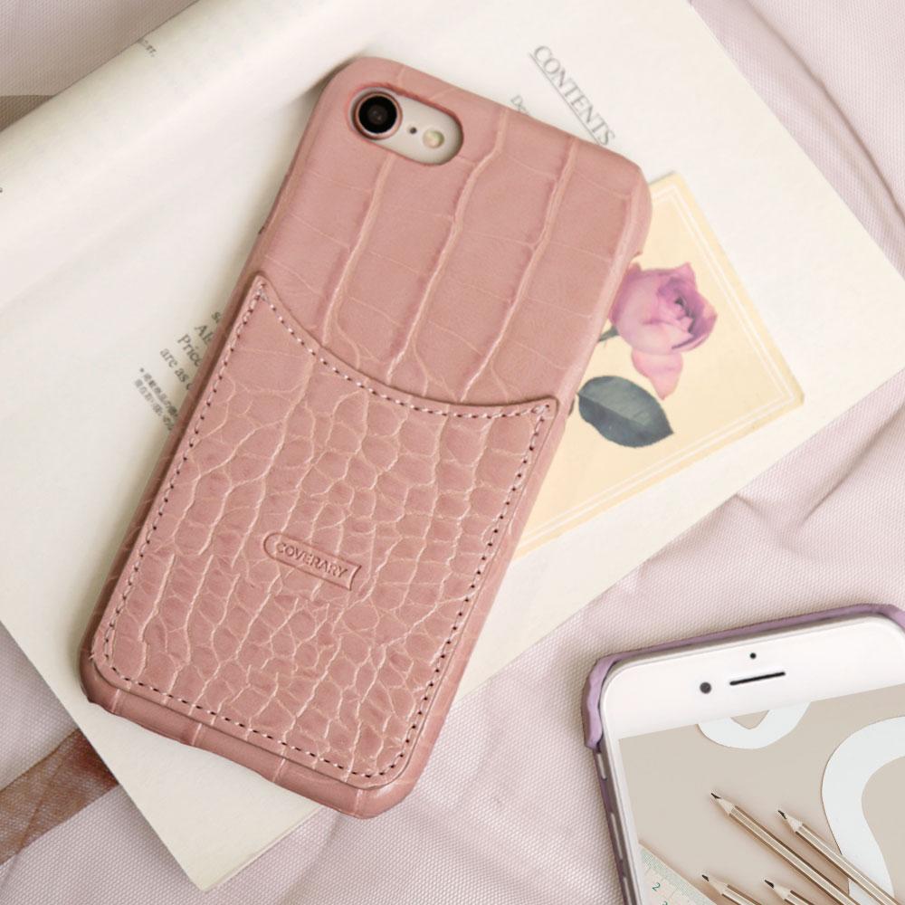 クロコ調 パステル スマイリーポケット 背面ケース arrowsシリーズ