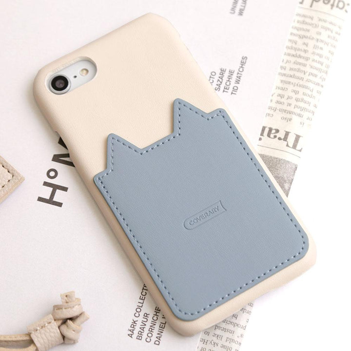 Vegan leather cat-shaped pocket back case LG series