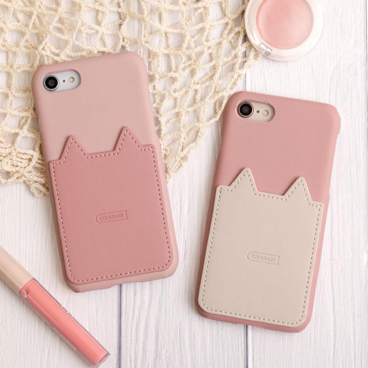 Vegan leather cat-shaped pocket back case LG series