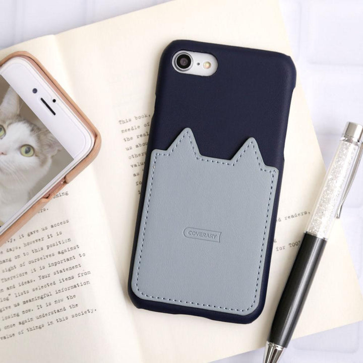 Cuir végan Poche en forme de chat Coque arrière Série Google Pixel