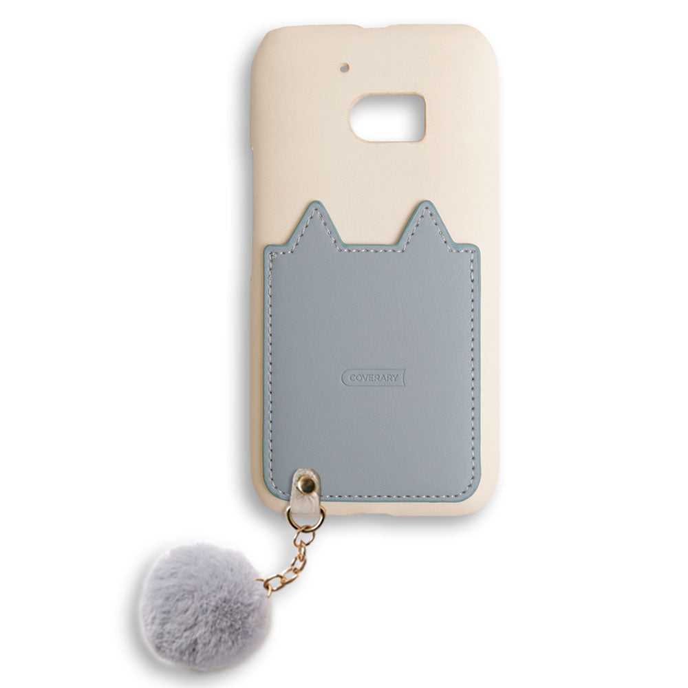 Cuir végan Poche en forme de chat Charm en fourrure Coque arrière Série Galaxy