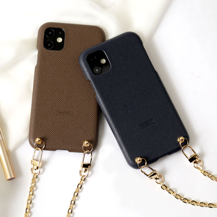 Cuir végan sangle d'épaule dorée coque arrière