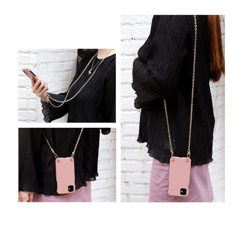 Cuir végan sangle d'épaule dorée coque arrière