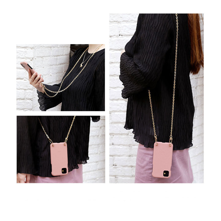 Cuir végan sangle d'épaule dorée coque arrière