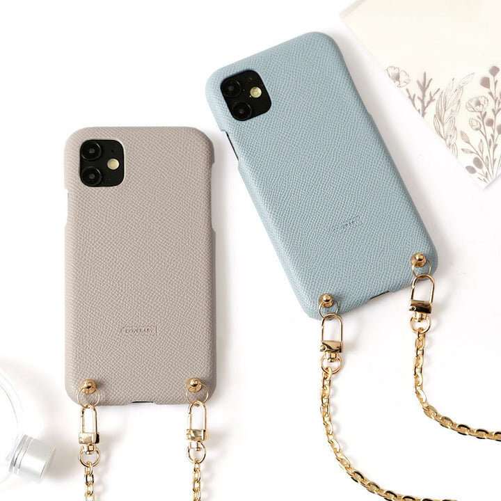 Cuir végan sangle d'épaule dorée coque arrière