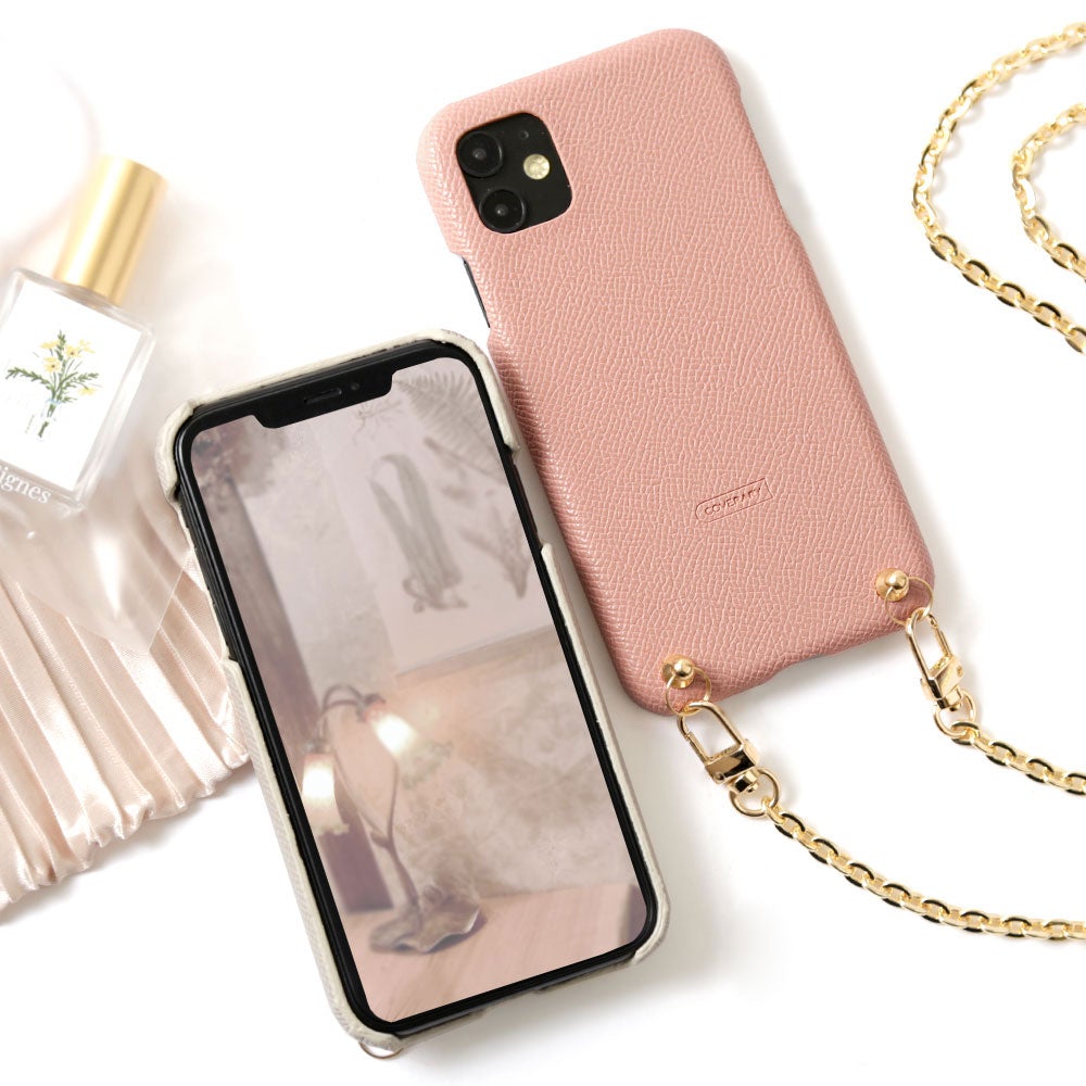 ヴィーガンレザー ゴールドショルダーストラップ 背面ケース AQUOSシリーズ