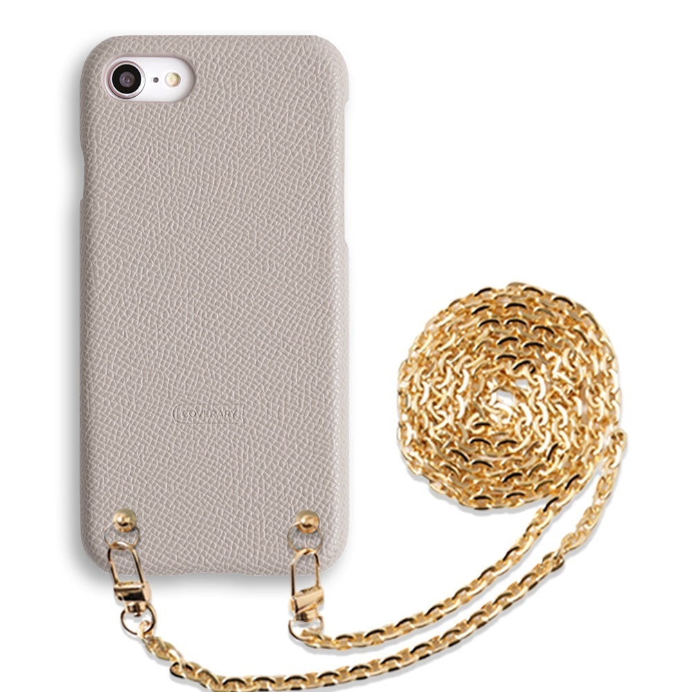 Sangle d'épaule dorée en cuir végan Étui arrière pour la série iPhone