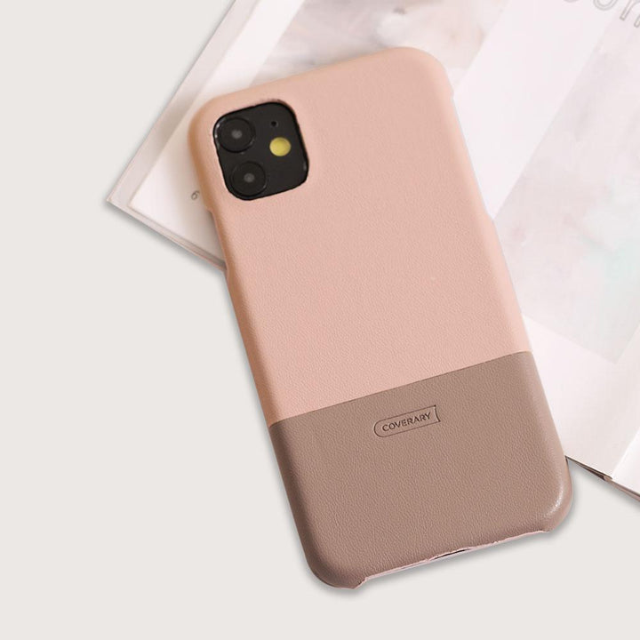 Coque arrière en cuir vegan bicolore